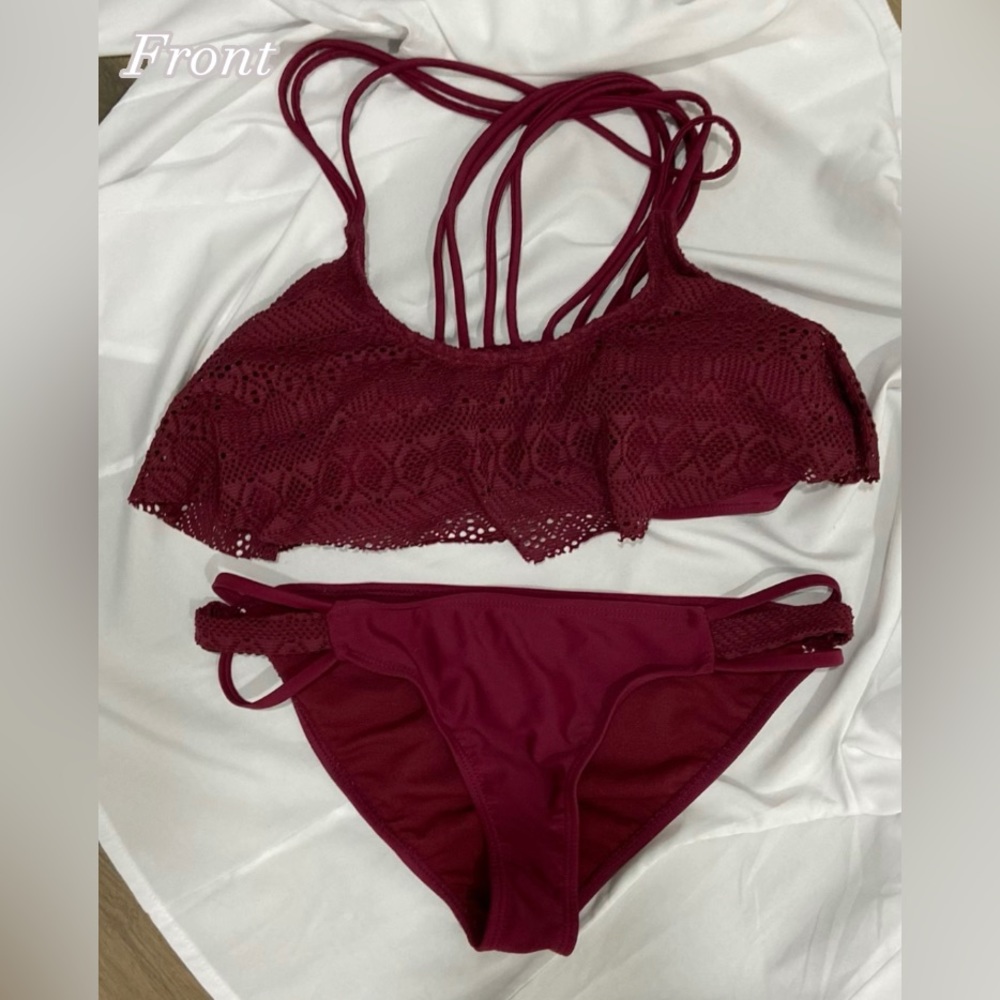 Charlotte Russe Maroon Strappy Bikini Set❣️